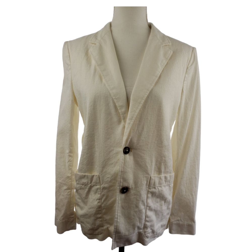Comptoir des Cotonniers Linen Blazer in Cream Size US Small-Made in France